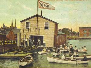 Hillsboro Boating Club about 1910. A few racing sculls can be seen on the ramp.  