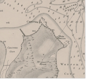 Detail of Rocky Point area from 1869 edition of Bayfield's Chart of Charlottetown Harbour 
